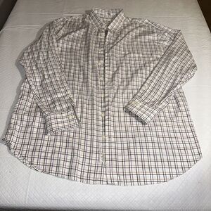 Peter Millar 100% Cotton Button Shirt XL White Plaid Long Sleeve‎ Windowpane